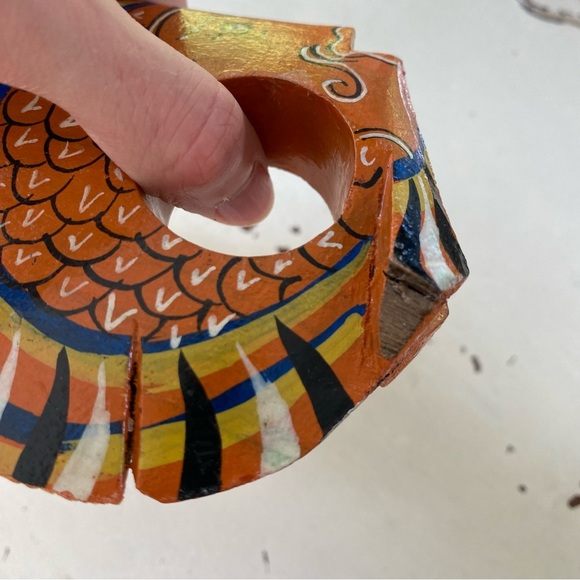 Set of 6 Hand Painted Wooden Tropical Fish Napkin Rings Holders Vintage - Picture 12 of 16